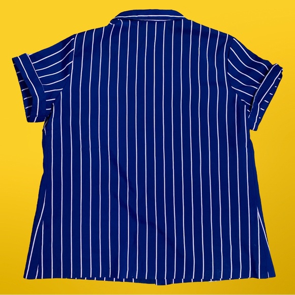 Vintage Striped Short Sleeve Blouse - Picture 2 of 6